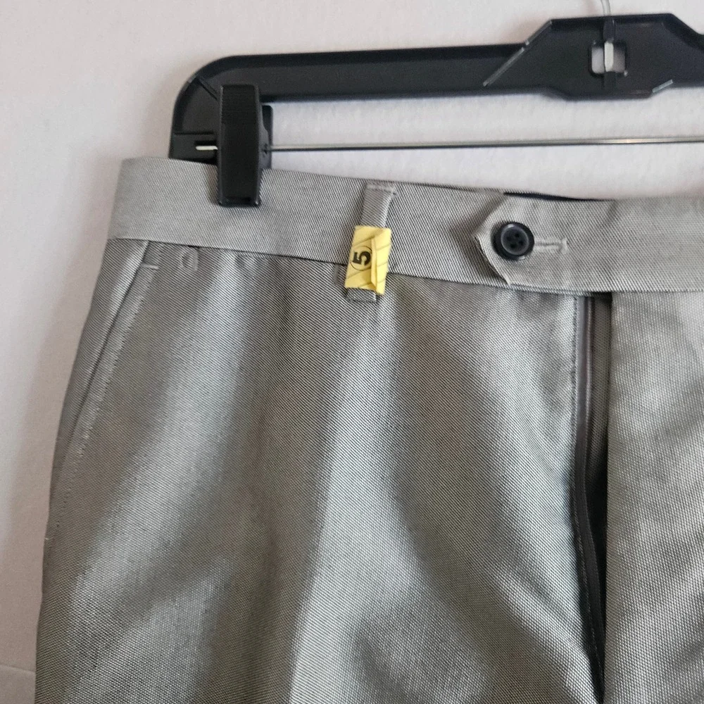 Eleganza Giorgio Sanetti Mens Suit Set Silver Grey Black Trim 38S 32x35 Pant
